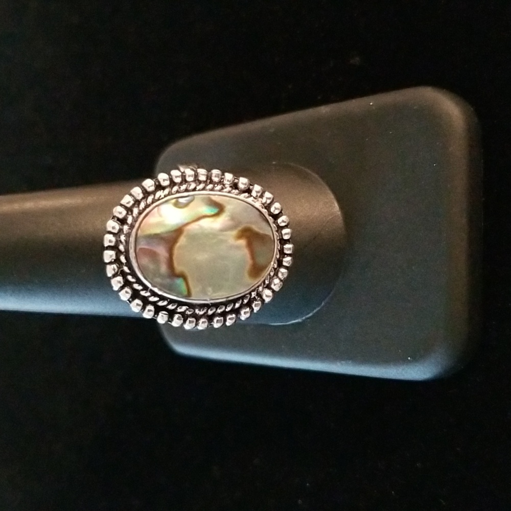 Abalone Oval Ring in Dotted Setting